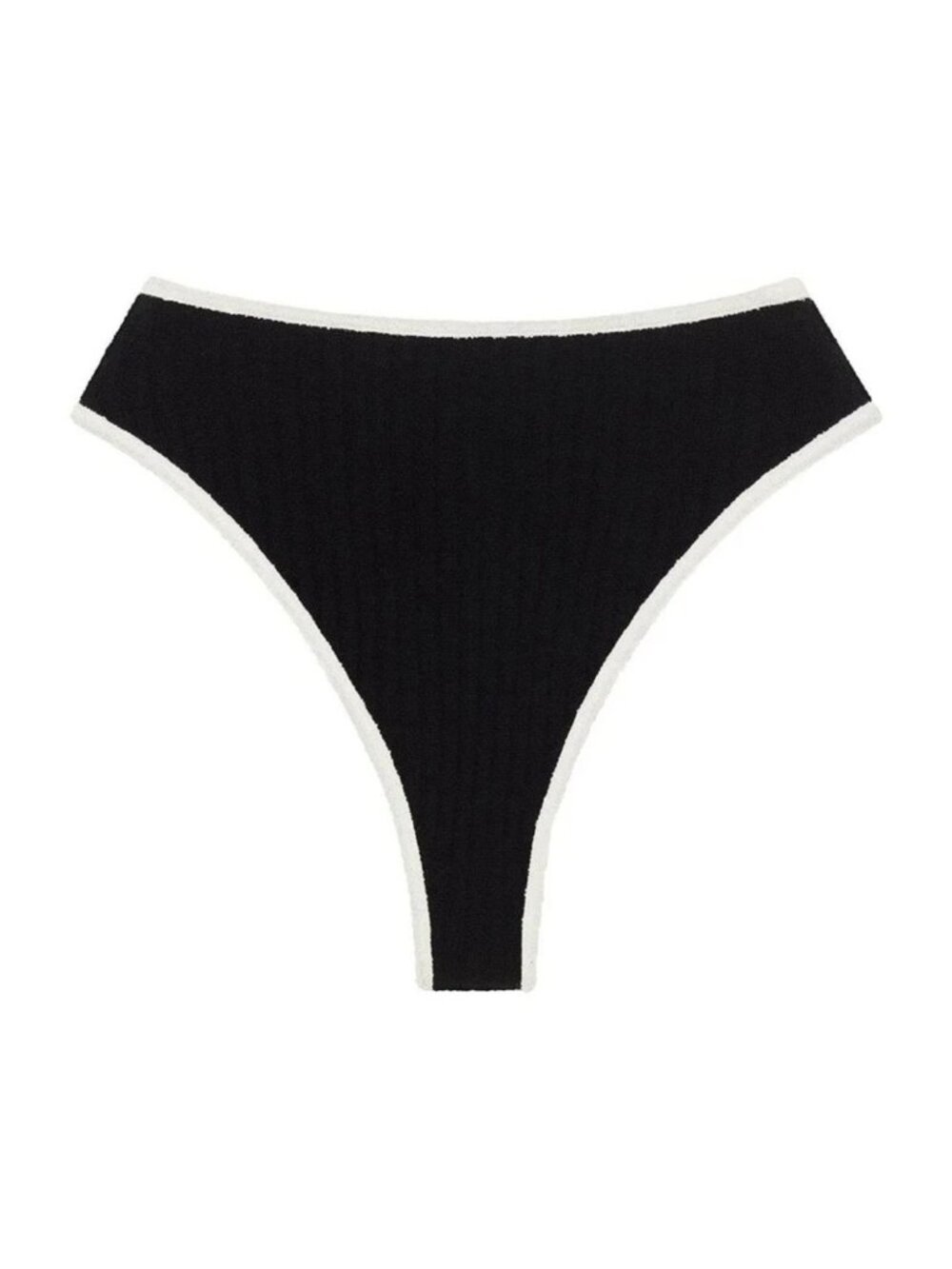 New! Montce Black Terry Rib Paula High Waist Bikini Bottom Medium 34363
